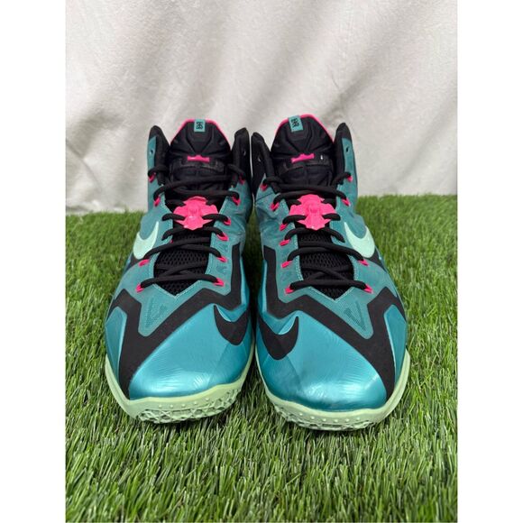 Size 13 - OG box RARE VNDS Nike LeBron XI South Beach 2014  616175-330 - Picture 2 of 10